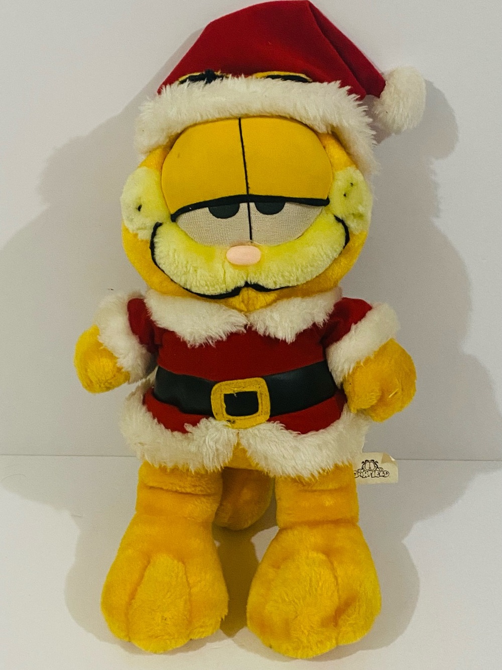 Garfield Plush in Santa Outfit - Yellow & Red Holiday Stuffed Animal